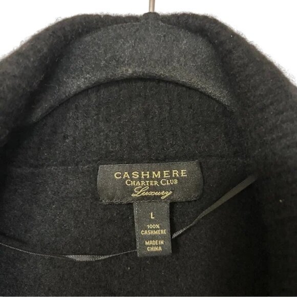 Charter Club black cashmere open front cardigan sweater size L - Picture 4 of 6